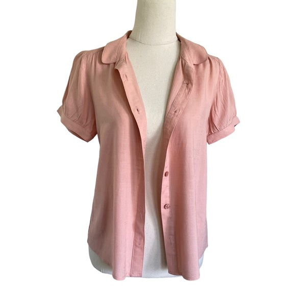 PRINCESS HIGHWAY Sz8 Peach puff sleeve button down collared top - Picture 7 of 10